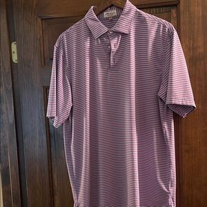 Peter Millar Men's Polo Shirt - Purple, Blue and White Stripes